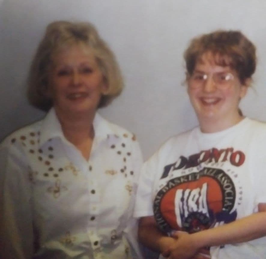 Adair with her mother Corinne at the bridge studio